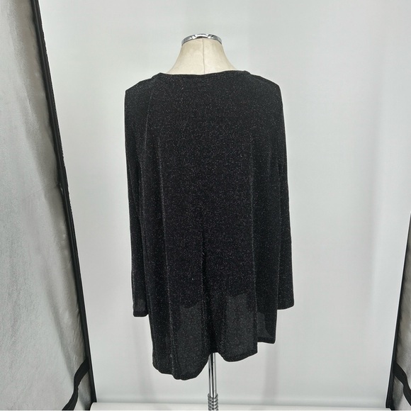 Calvin Klein Woman Top Sz 3X Black Sparkle Asymmetrical Hem Pullover Stretch - Picture 5 of 8